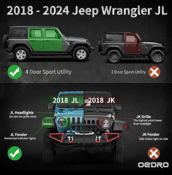 Oedro Inch Running Boards Compatible With Jeep Wrangler Jl Unlimited Door Jeeps